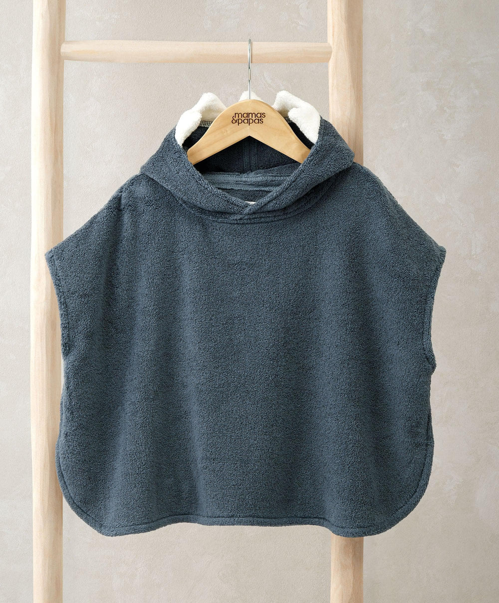 Mamas &amp; Papas Hooded Towels 3D Fin Towelling Poncho - Blue