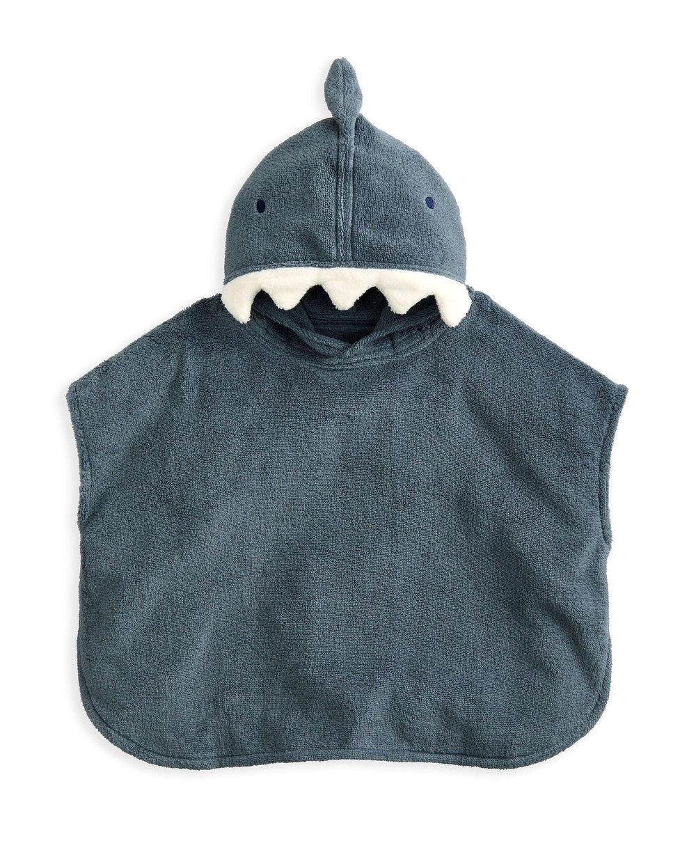 Mamas &amp; Papas Hooded Towels 3D Fin Towelling Poncho - Blue