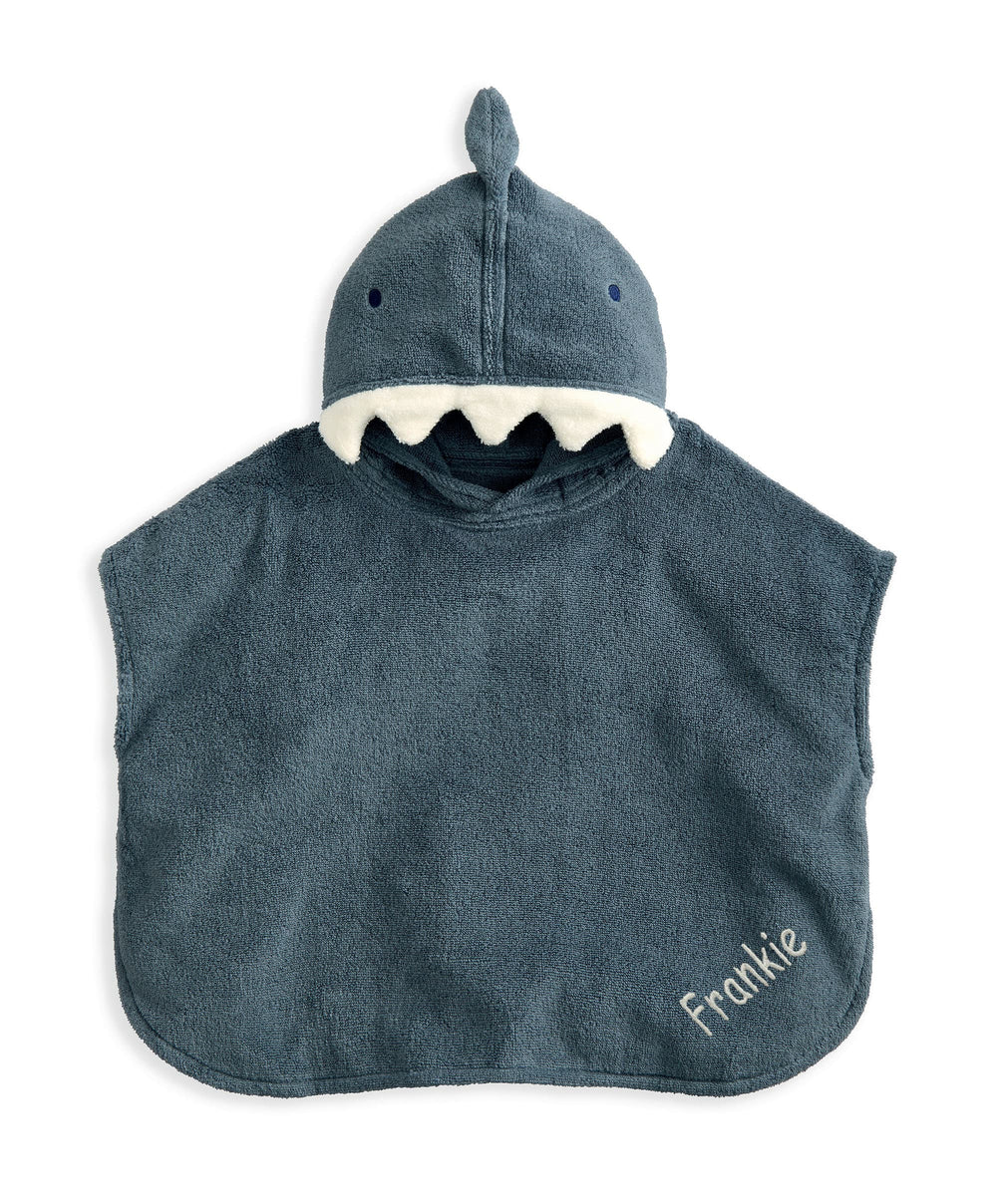 Mamas &amp; Papas Hooded Towels 3D Fin Towelling Poncho - Blue