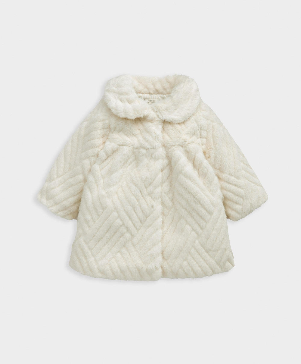 Mamas &amp; Papas Jackets &amp; Coats Cream Faux Fur Coat