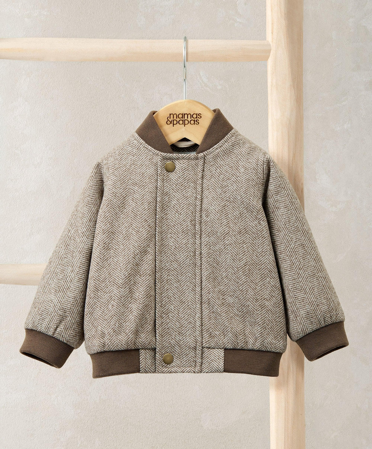 Herringbone Bomber Jacket Oatmeal – Mamas Papas UK