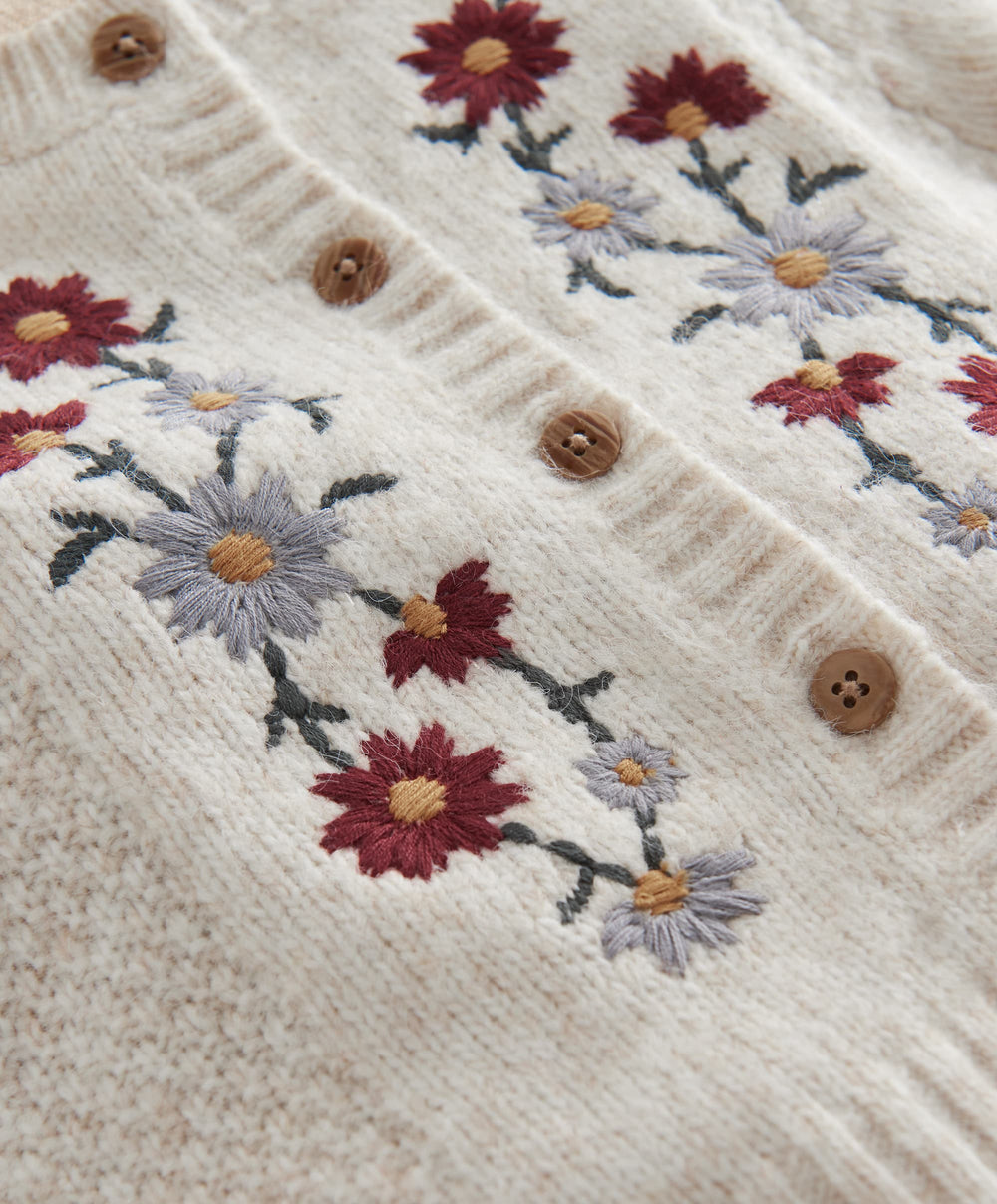 Mamas &amp; Papas Jumpers &amp; Knitwear Embroidered Flower Cardigan