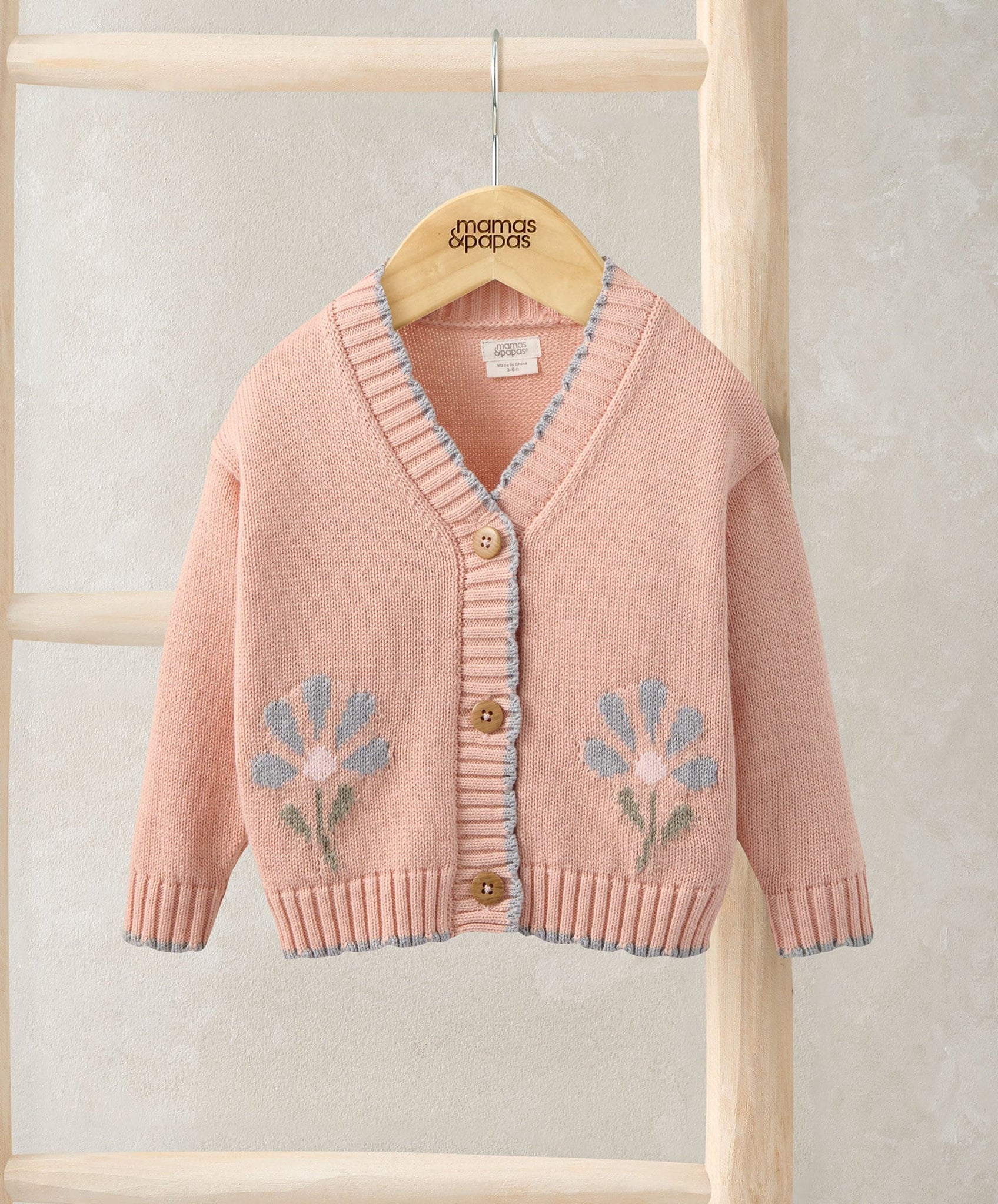 Mamas & Papas Girls Knit Cardigan - Pink - 9-12 Months - Cotton