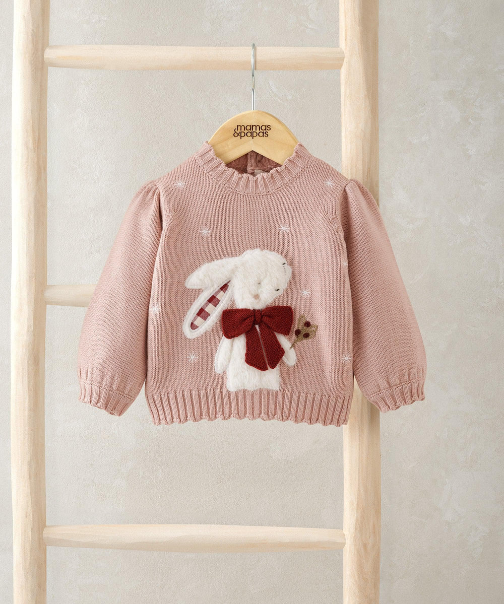 Mamas &amp; Papas Jumpers &amp; Knitwear Pink Bunny Christmas Jumper