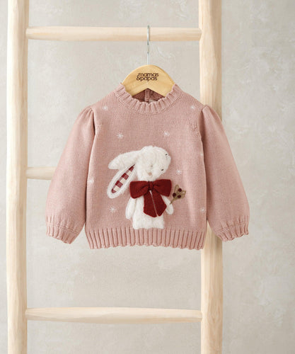 Mamas & Papas Jumpers & Knitwear Pink Bunny Christmas Jumper