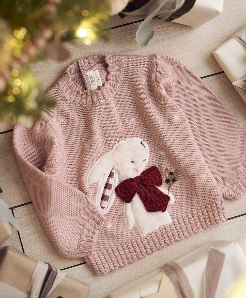 Mamas &amp; Papas Jumpers &amp; Knitwear Pink Bunny Christmas Jumper