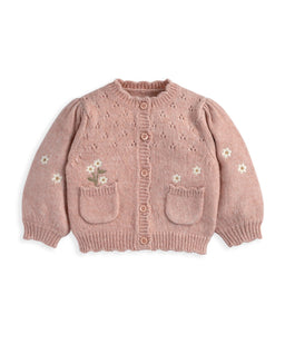 Mamas & Papas Jumpers & Knitwear Pink Daisy Cardigan