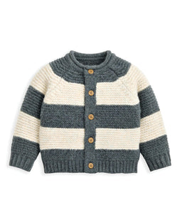 Mamas & Papas Jumpers & Knitwear Striped Knit Cardigan with Raglan Sleeves - Blue