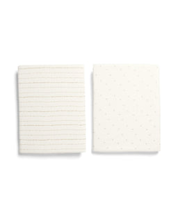 Mamas & Papas Lua Bedside Crib and Sheet Bundle - Fawn/Oatmeal