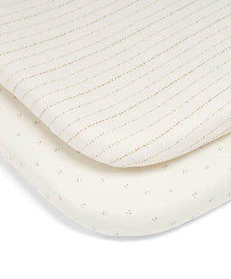 Mamas & Papas Lua Bedside Crib and Sheet Bundle - Fawn/Oatmeal