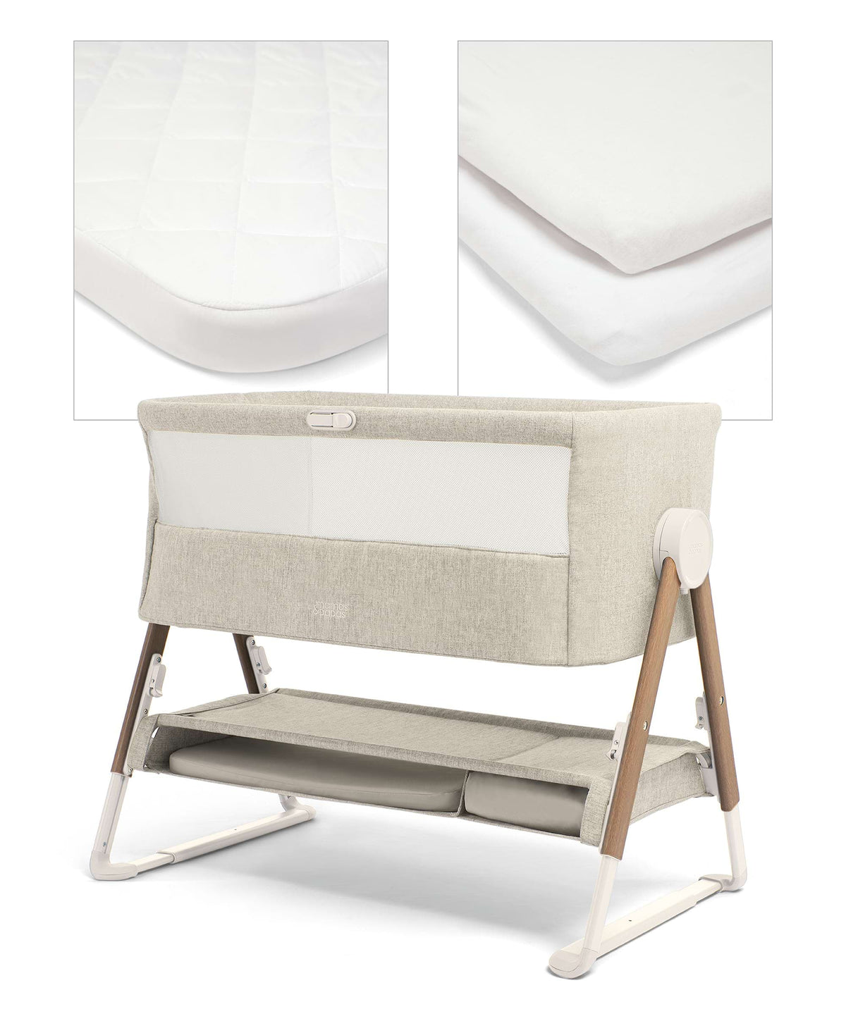 Lua Mattresses Lua Bedside Crib with Sheet & Mattress Protector Bundle - Fawn/White ...