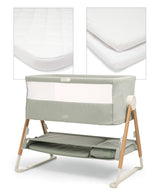 Mamas & Papas Lua Bedside Crib and Sheet Bundle - Sage/White