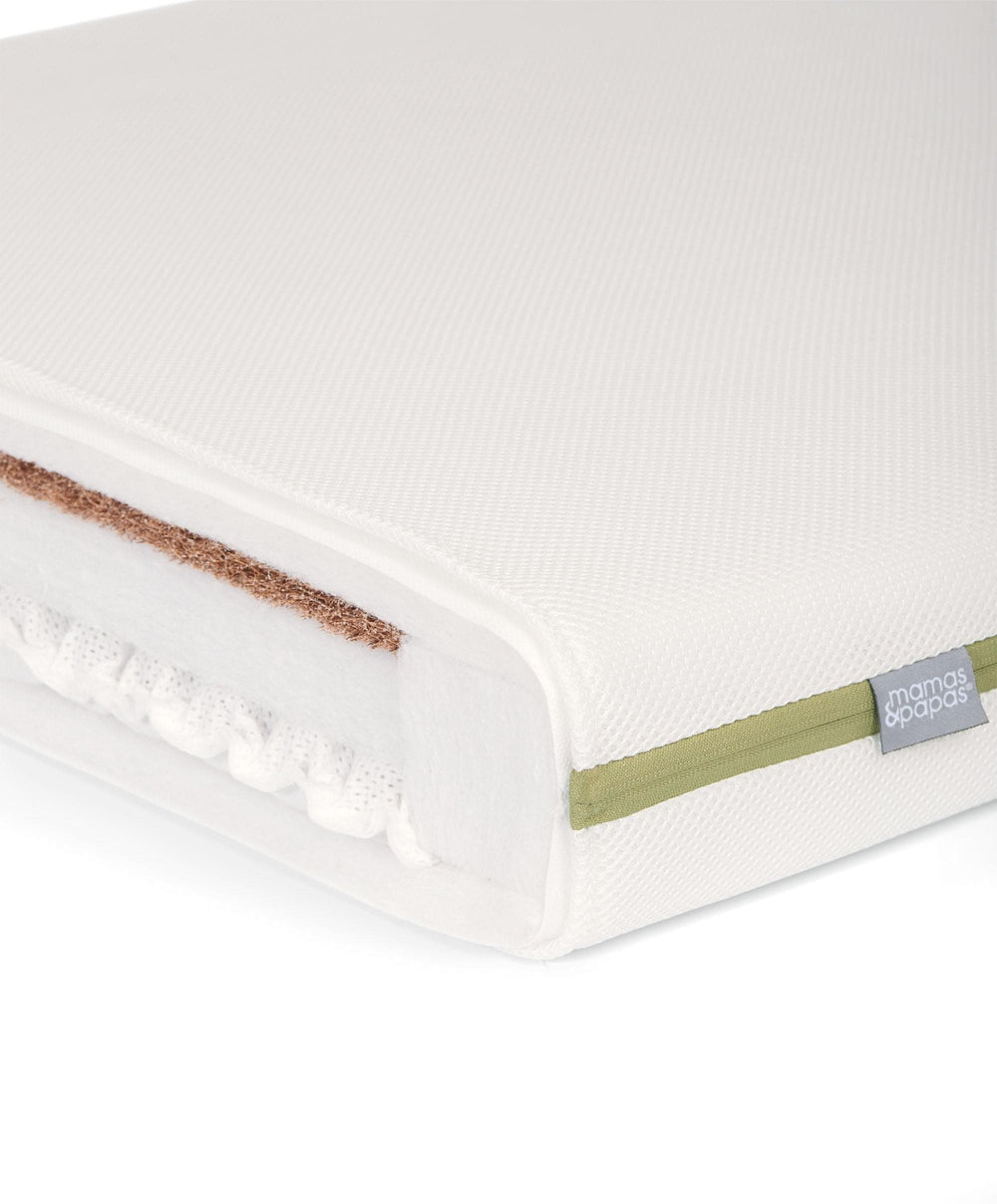 Mamas &amp; Papas Mia Baby Cot &amp; Premium Dual Core+ Cot Mattress - White