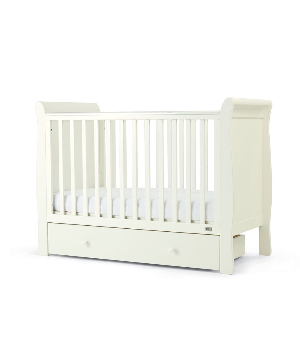 Mamas &amp; Papas Mia Baby Cot with Cot Top Change &amp; Premium Dual Core+ Cot Mattress bundle - White