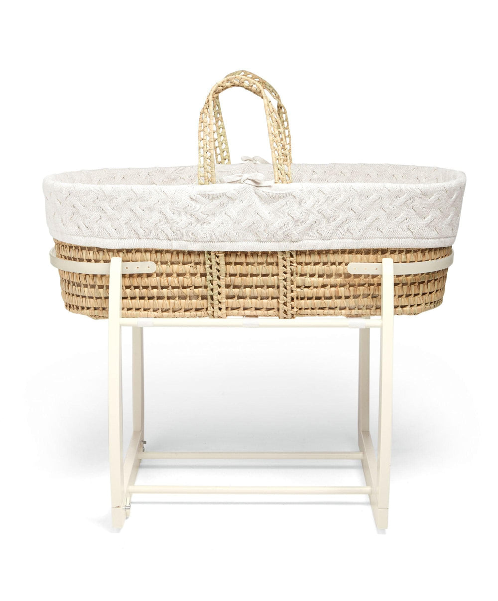Mamas &amp; Papas Moses Basket Bedding Moses Basket - White Cable Knit