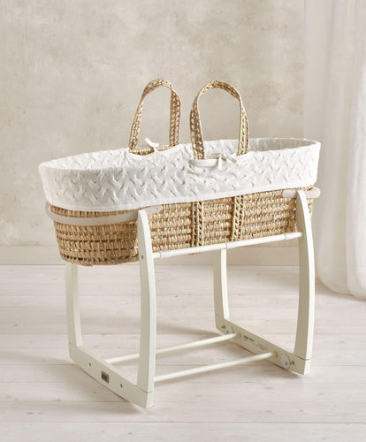 Mamas & Papas Moses Basket - White Cable Knit