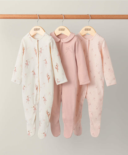 Mamas & Papas Multipacks Ballerina Sleepsuits (Set of 3) - Pink