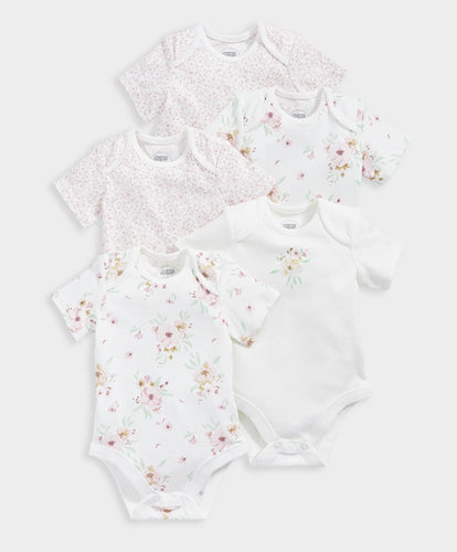 Mamas & Papas Multipacks Flower Bodysuits (Set of 5) - Pink