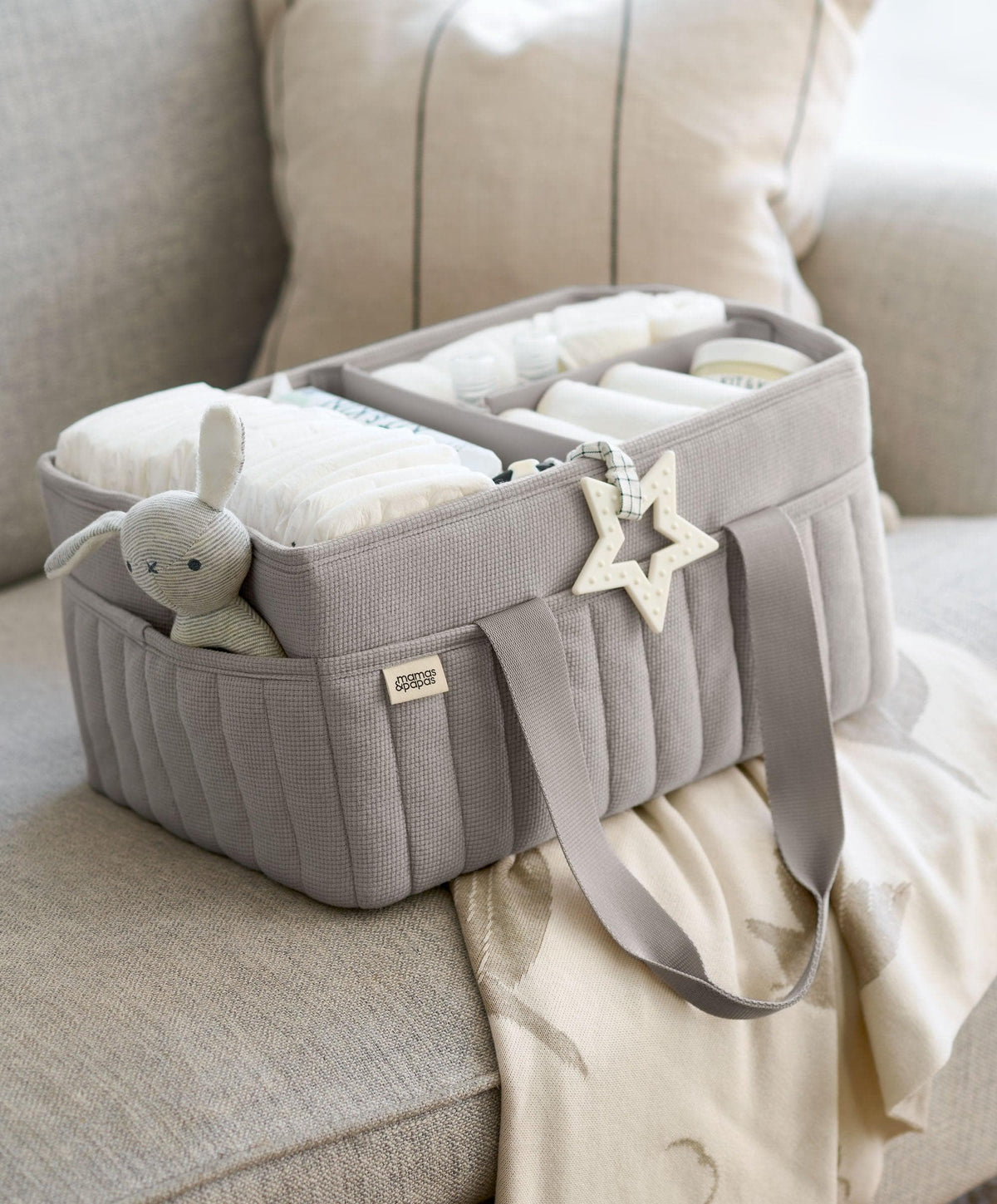 Mamas & Papas Nappy Caddy - Soft Grey Waffle