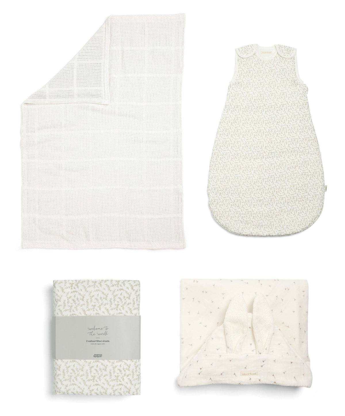 Mamas & Papas Nursery Bundle With Dreampod Sleep Bag & Hooded Towel (4 Piece) - Seedling