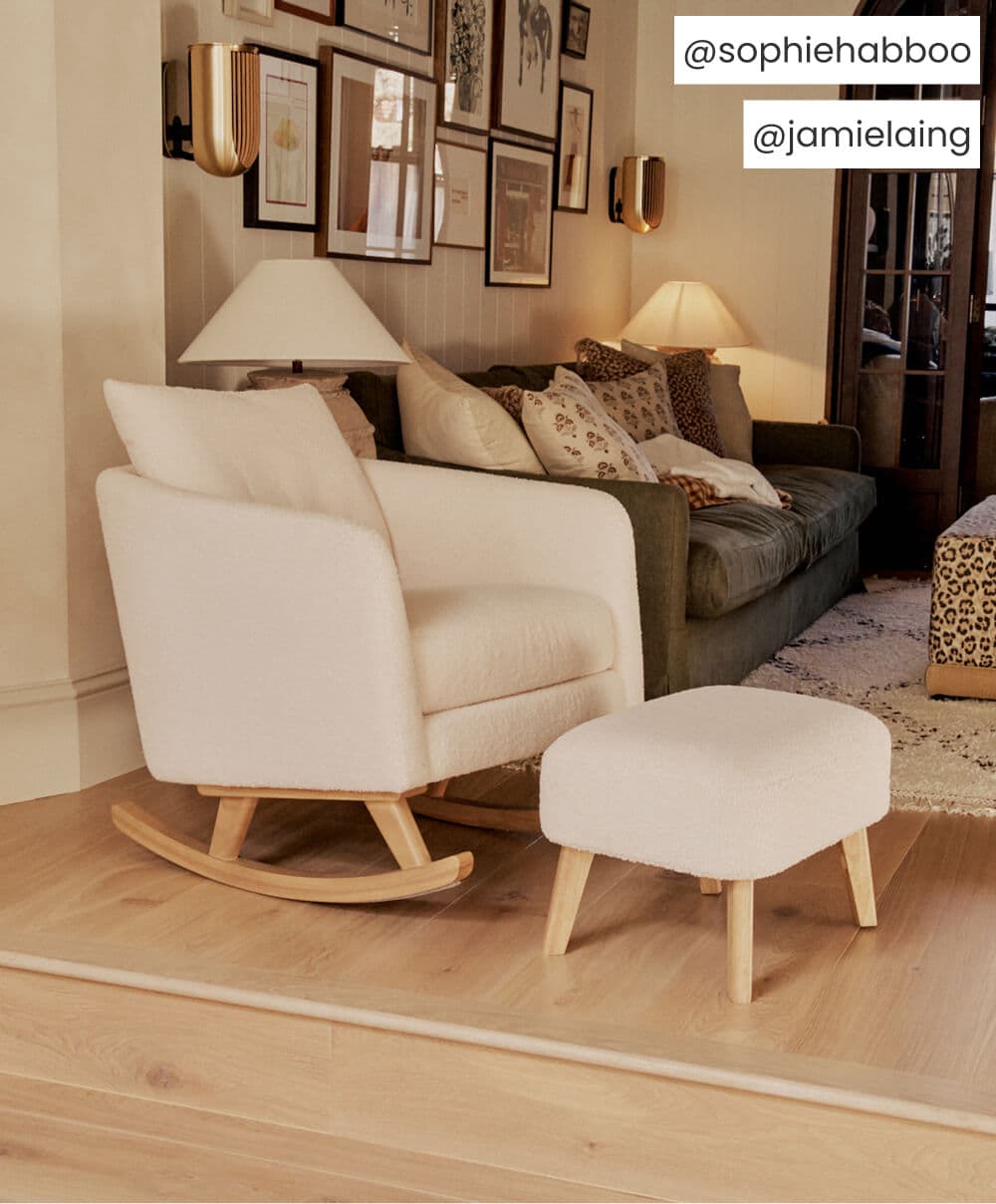 Mamas &amp; Papas Nursing Chair Sets Alma Nursing Chair &amp; Stool - Off White Boucle