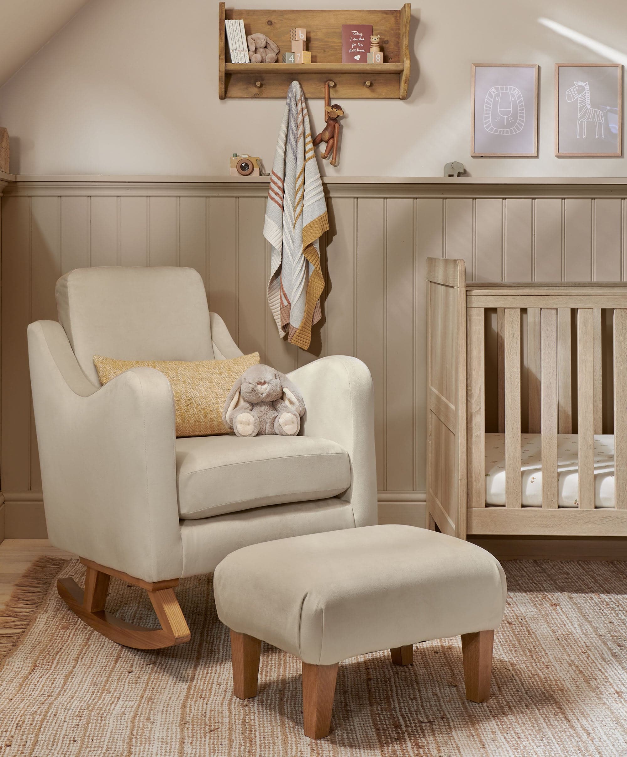 Bowdon Nursing Chair & Footstool Set Latte Velvet