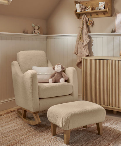 Mamas & Papas Nursing Chair Sets Bowdon Nursing Chair & Footstool Set - Oatmeal Boucle
