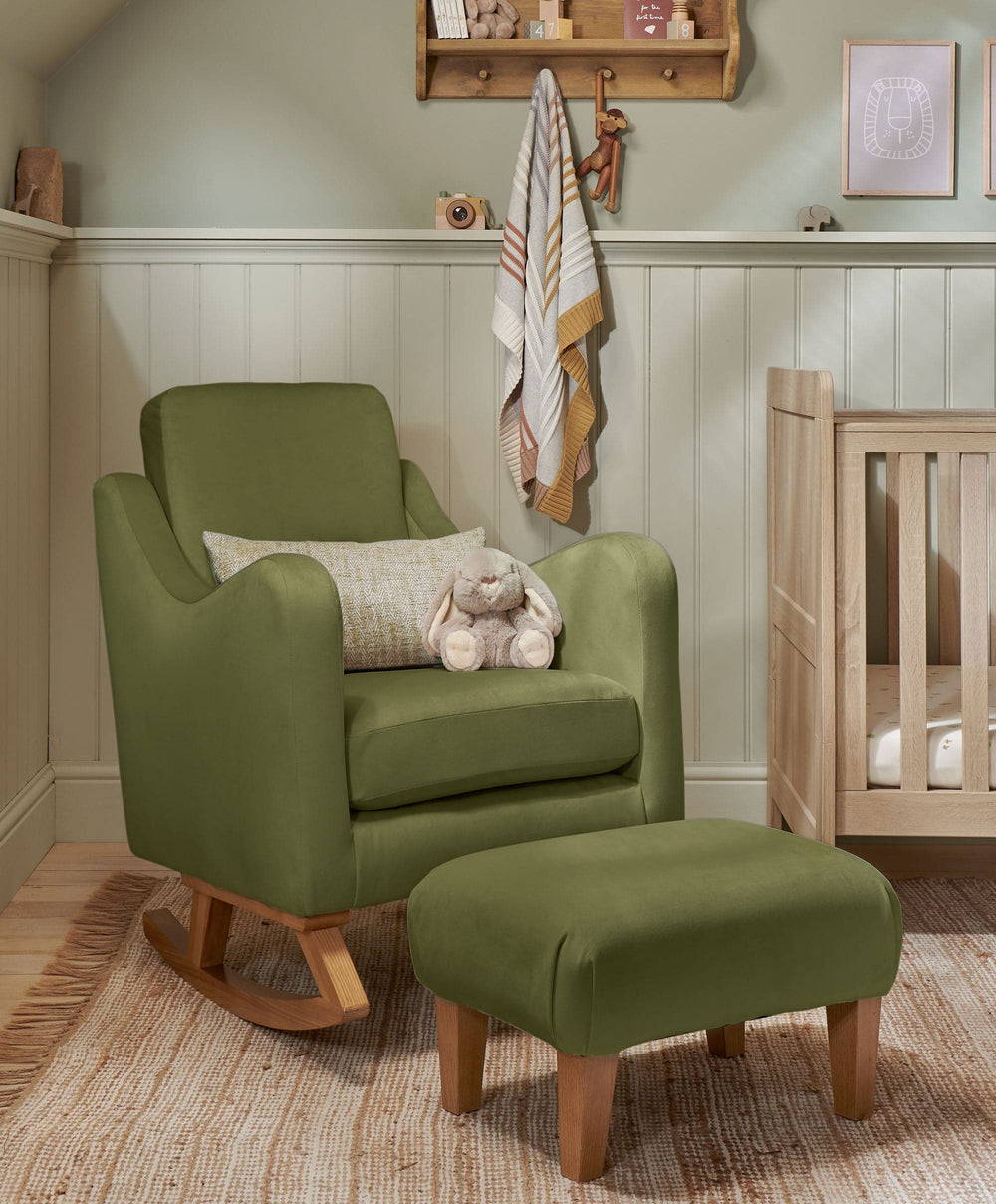 Mamas &amp; Papas Nursing Chair Sets Bowdon Nursing Chair &amp; Footstool Set - Olive Velvet