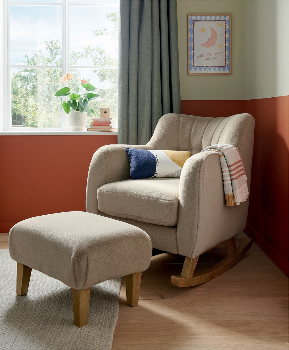 Mamas &amp; Papas Nursing Chair Sets Hilson Nursing Chair &amp; Footstool Set - Almond Sherpa