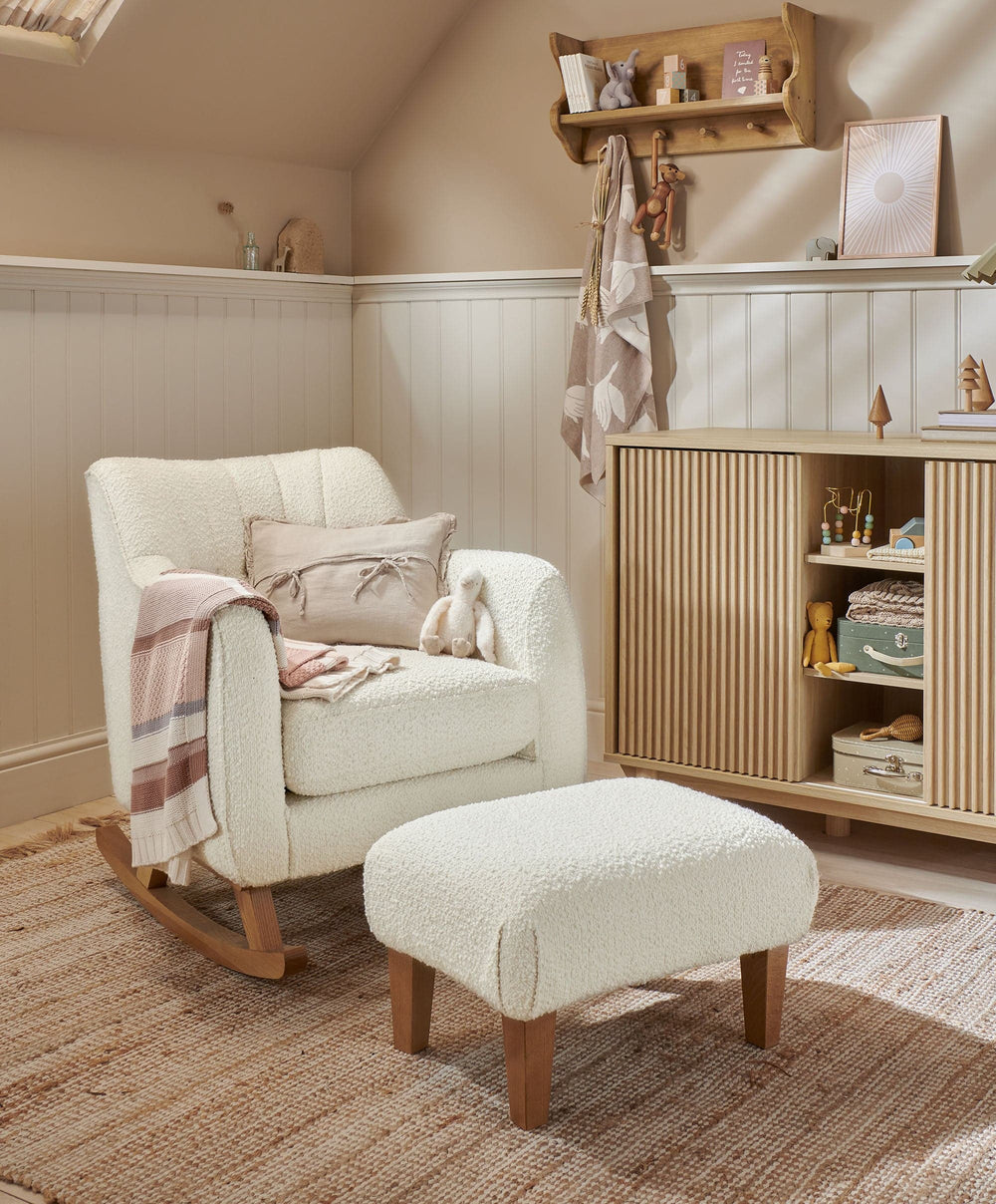 Mamas &amp; Papas Nursing Chairs Hilston Nursing Chair &amp; Footsool Set - Oyster Chenille Boucle