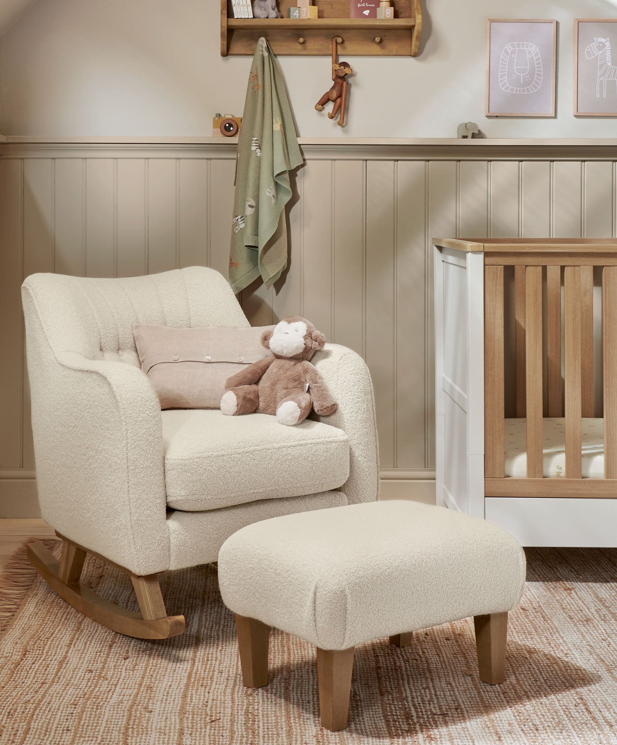 Hilston Nursing Chair & Footstool Set Off White Boucle
