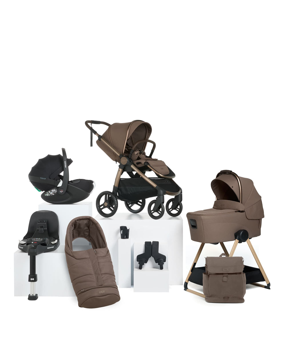 Mamas &amp; Papas Ocarro 2 Complete Pushchair Bundle with Maxi-Cosi Pebble 360 Pro² Car Seat &amp; Base (9 Pieces) - Crema