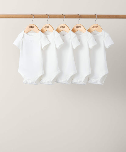 Mamas & Papas Organic Shortsleeved Bodysuits (5 Pack) - White