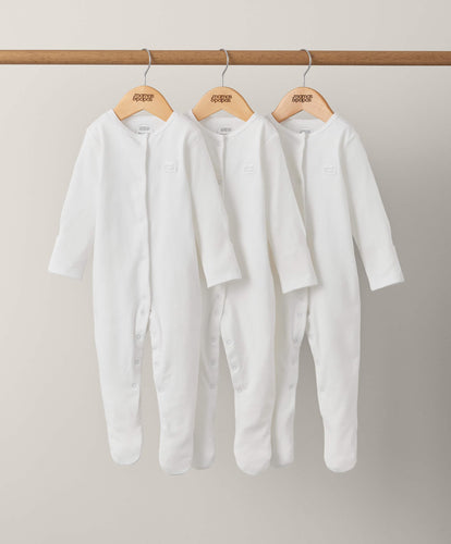 Mamas & Papas Organic Sleepsuits (3 Pack) - White
