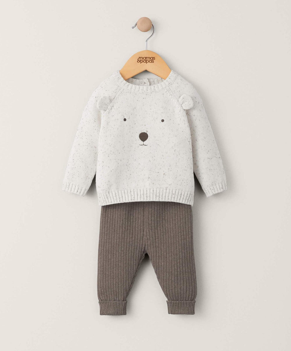 Mamas & Papas Outfits & Sets Bear Knit Set (2 Piece) - Brown