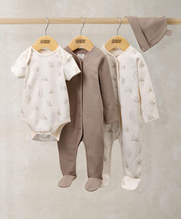 Mamas & Papas Outfits & Sets Bear Print All In Ones Bodysuit & Hat Set (4 Pieces)