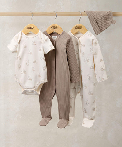 Mamas & Papas Outfits & Sets Bear Print All In Ones Bodysuit & Hat Set (4 Pieces)