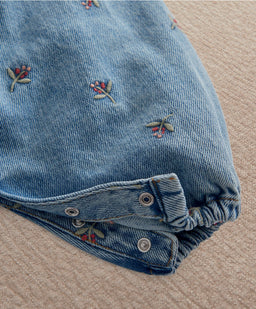 Mamas & Papas Outfits & Sets Berry Demin Dungarees & Ribbed Bodysuit Set
