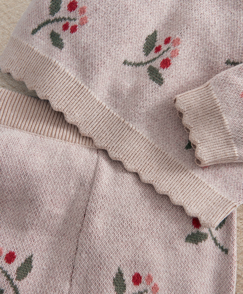 Mamas &amp; Papas Outfits &amp; Sets Berry Knitted Top &amp; Wide Trousers Set