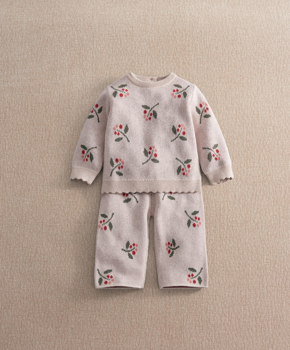 Mamas &amp; Papas Outfits &amp; Sets Berry Knitted Top &amp; Wide Trousers Set