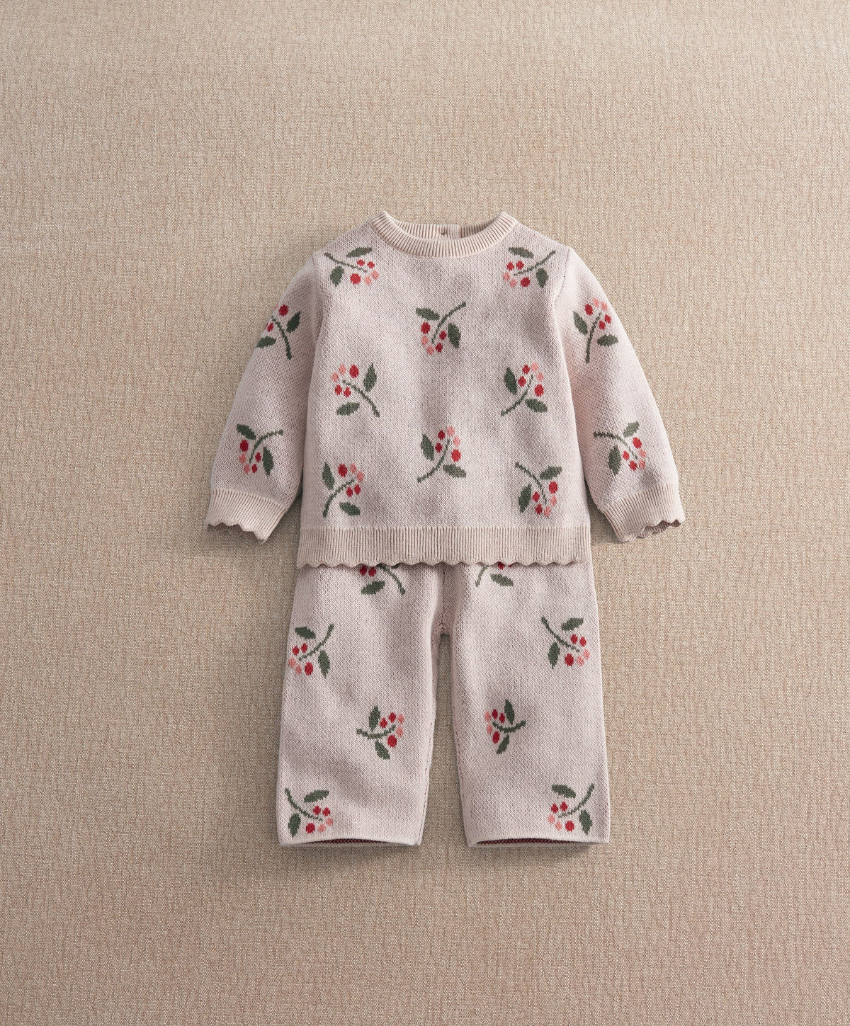 Mamas & Papas Outfits & Sets Berry Knitted Top & Wide Trousers Set