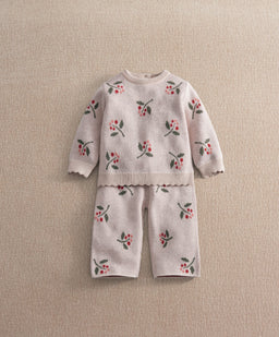 Mamas & Papas Outfits & Sets Berry Knitted Top & Wide Trousers Set
