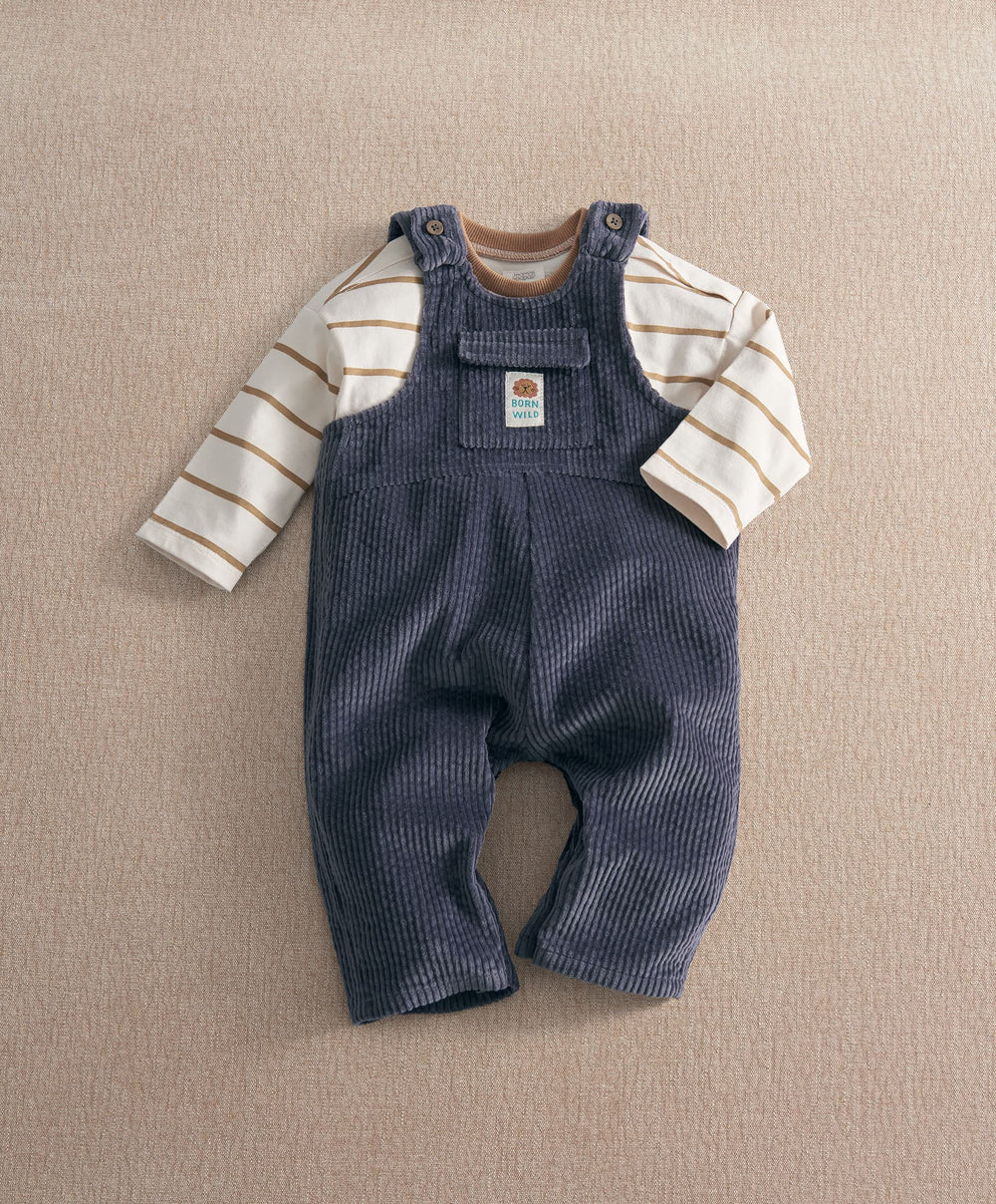Mamas &amp; Papas Outfits &amp; Sets Blue Cord Dungarees &amp; Long Sleeve Top