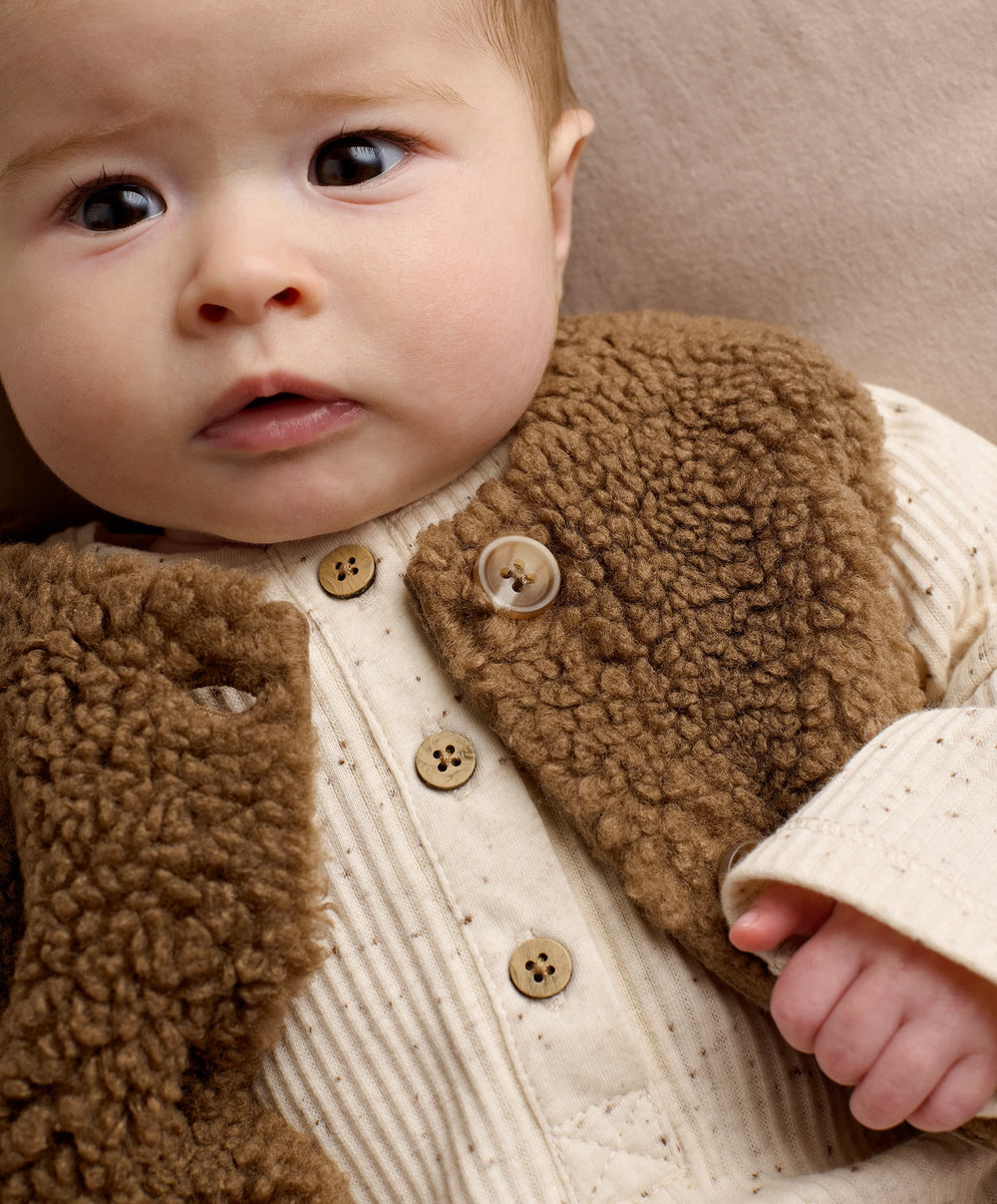 Mamas &amp; Papas Outfits &amp; Sets Borg Waistcoat with Bodysuit &amp; Trousers Outfit