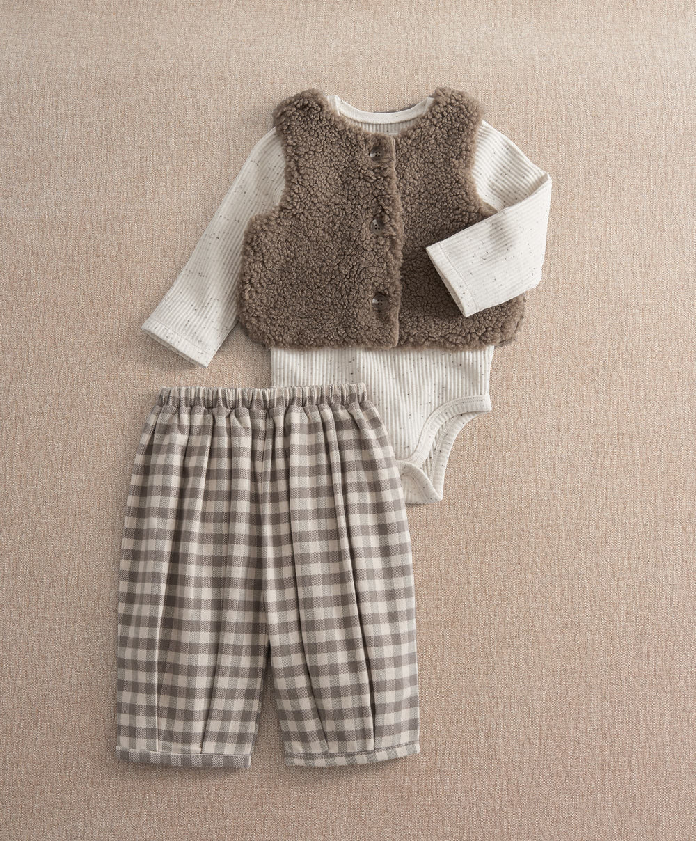 Mamas &amp; Papas Outfits &amp; Sets Borg Waistcoat with Bodysuit &amp; Trousers Outfit
