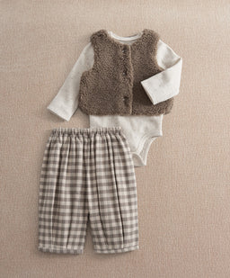 Mamas & Papas Outfits & Sets Borg Waistcoat with Bodysuit & Trousers Outfit
