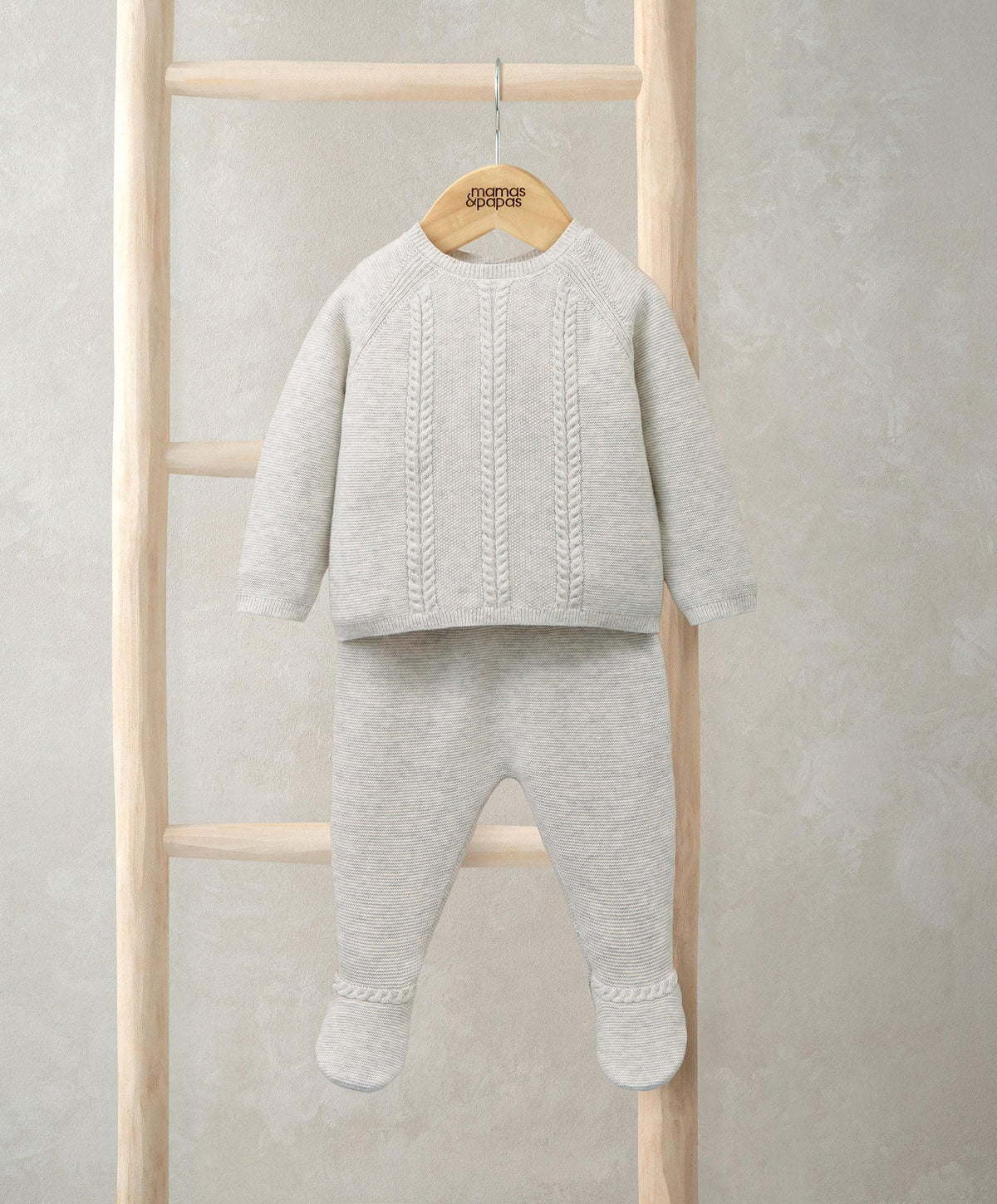 Mamas & Papas Outfits & Sets Cable Knit Top & Bottoms Set (2 Pieces) - Grey