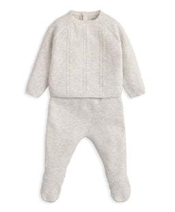 Mamas & Papas Outfits & Sets Cable Knit Top & Bottoms Set (2 Pieces) - Grey