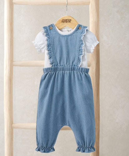 Mamas & Papas Outfits & Sets Chambray Dungarees & Bodysuit