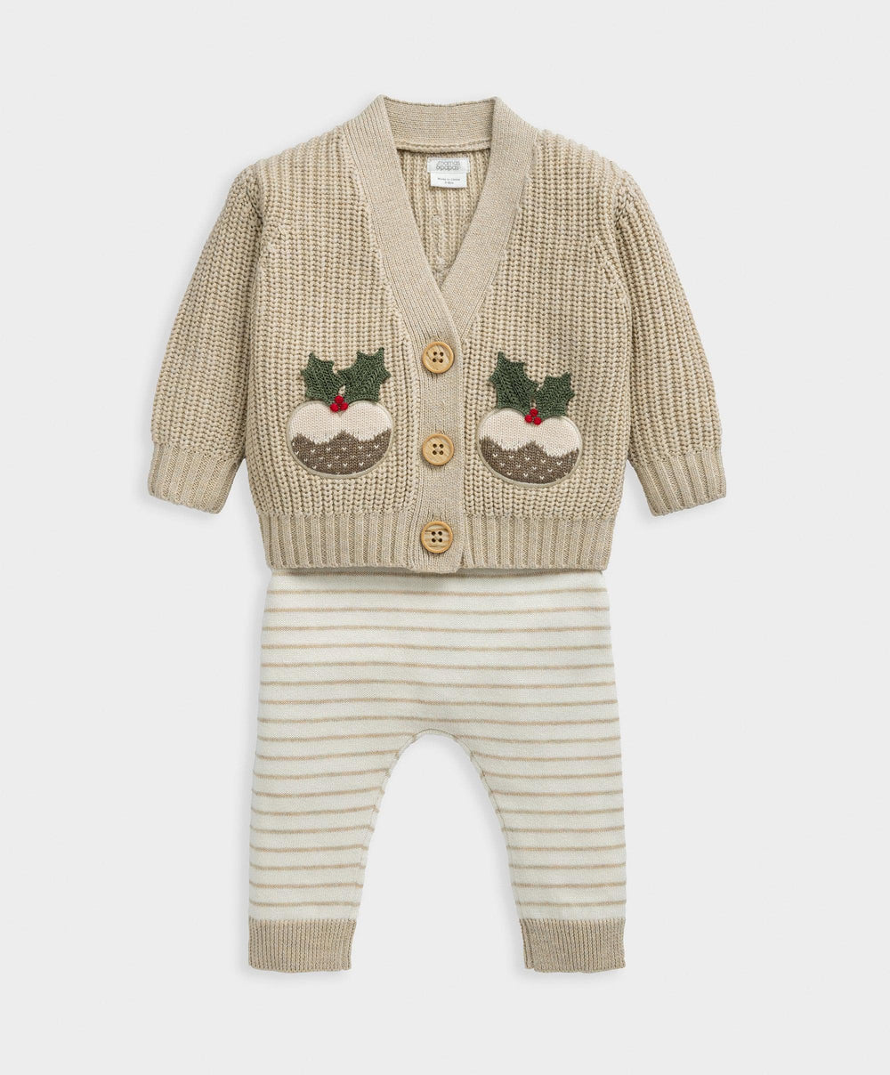Mamas &amp; Papas Outfits &amp; Sets Christmas Little Pudding Knitted Outfit Set